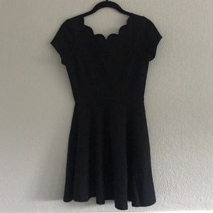 Cap Sleeve Scallop Trim Fit & Flare Dress